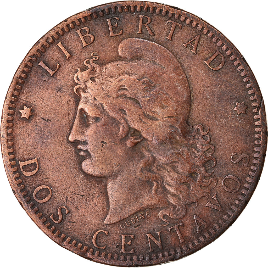 Coin, Argentina, 2 Centavos, 1885, EF(40-45), Bronze, KM:33