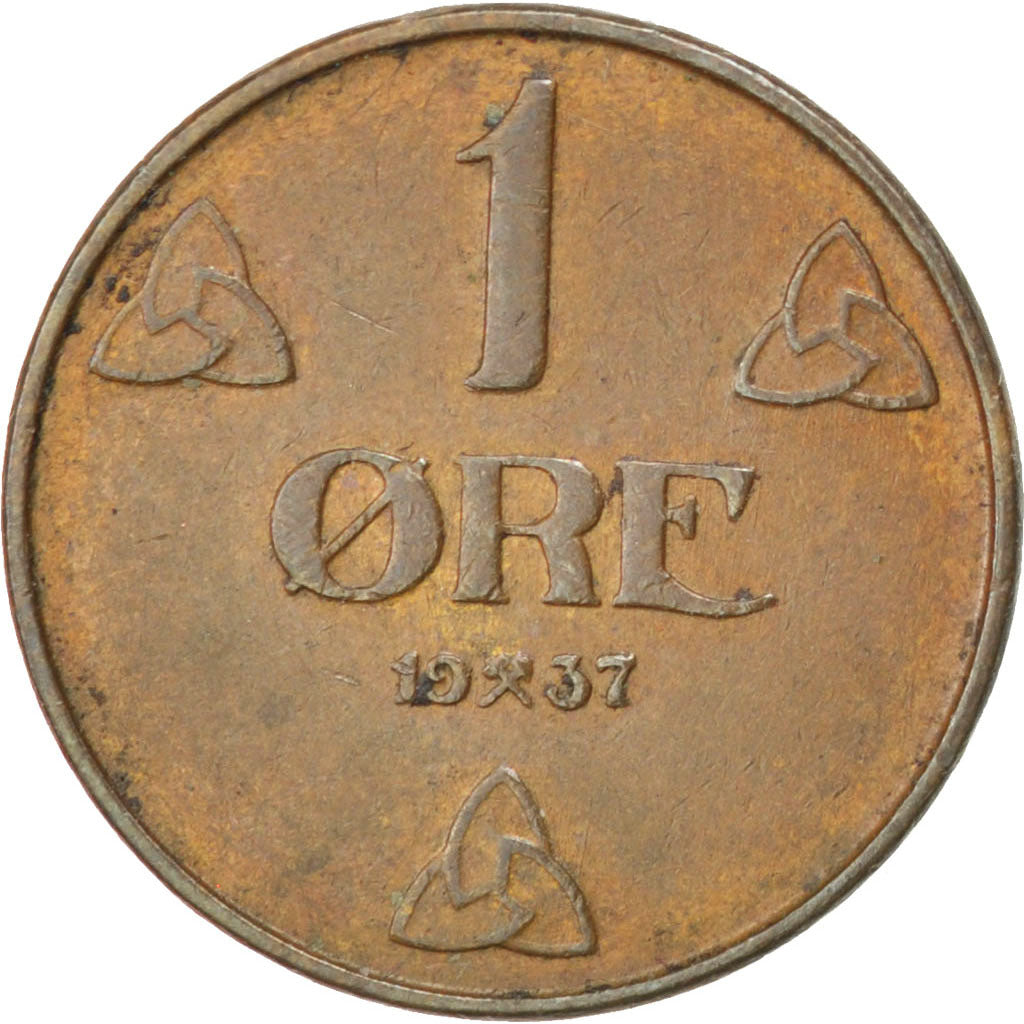 NORWAY, Ore, 1937, KM #367, AU(50-53), Bronze, 16, 1.96