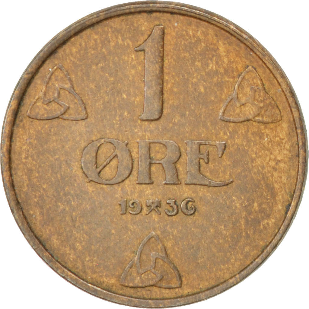 NORWAY, Ore, 1936, KM #367, AU(50-53), Bronze, 16, 1.99