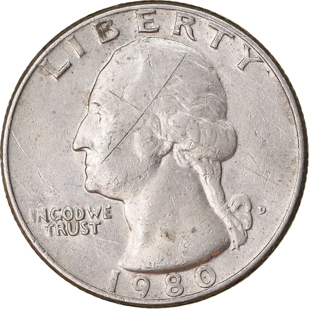 Coin, United States, Washington Quarter, Quarter, 1980, U.S. Mint, Denver