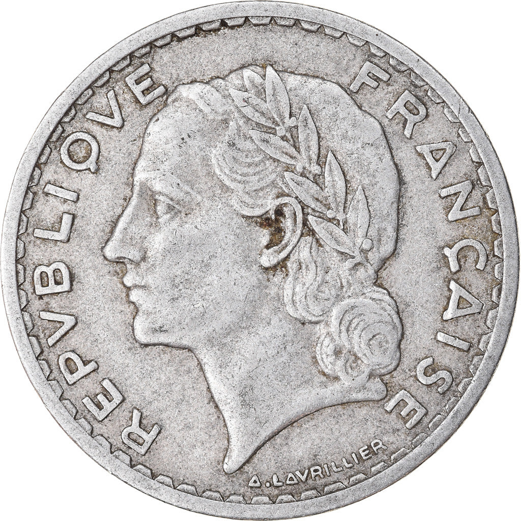 Moneta, Francja, Lavrillier, 5 Francs, 1952, Paris, EF(40-45), Aluminium