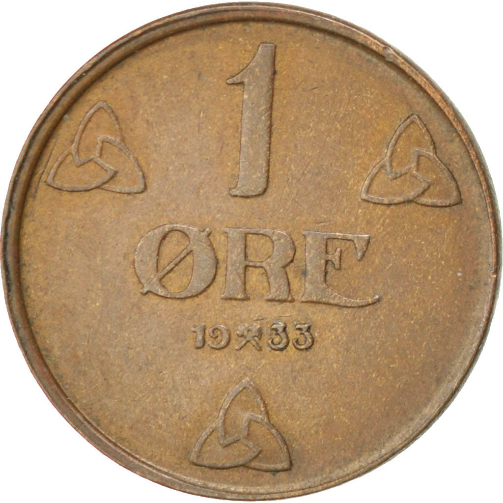 NORWAY, Ore, 1933, KM #367, AU(50-53), Bronze, 16, 2.01