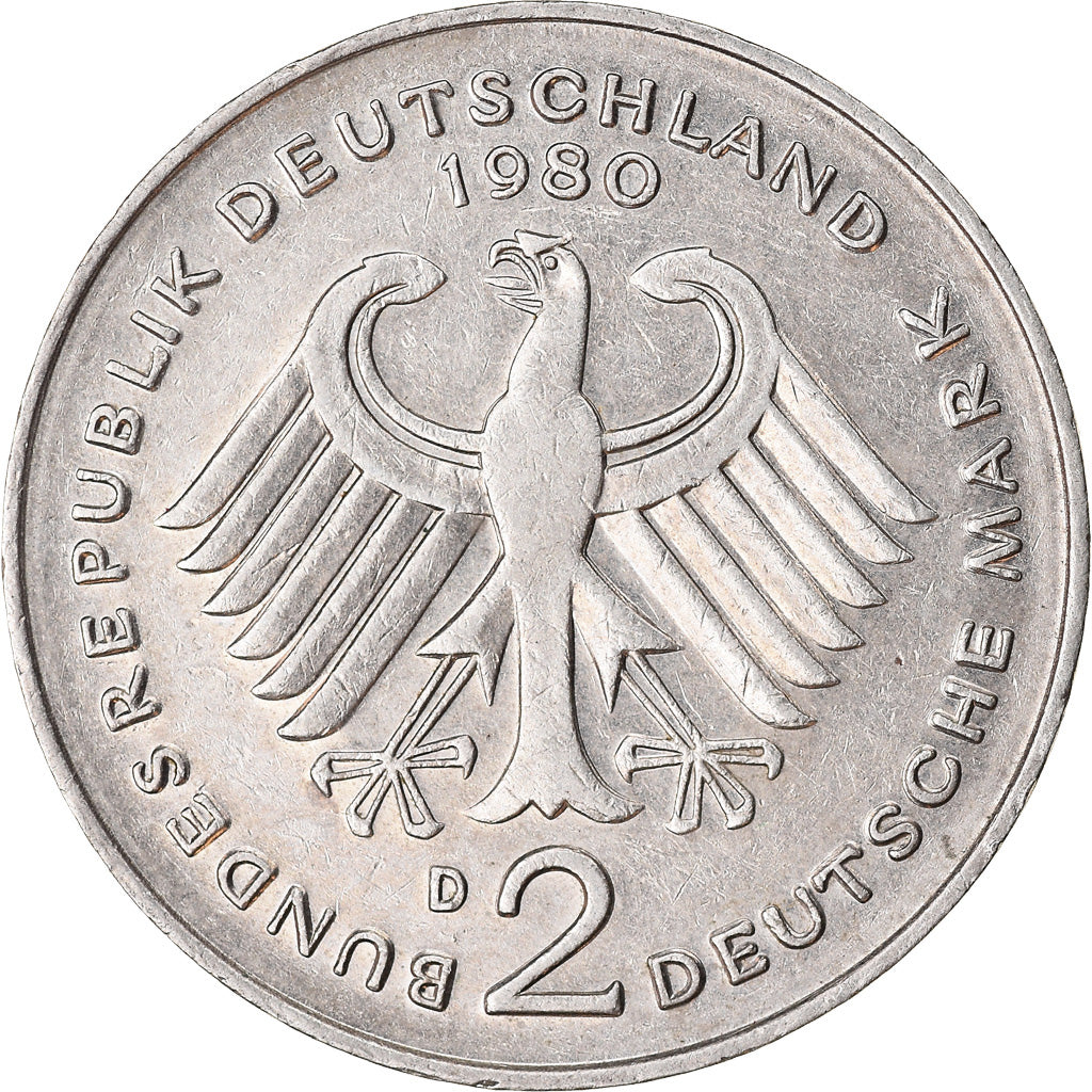 Monnaie, République fédérale allemande, 2 Mark, 1980, Munich, TTB