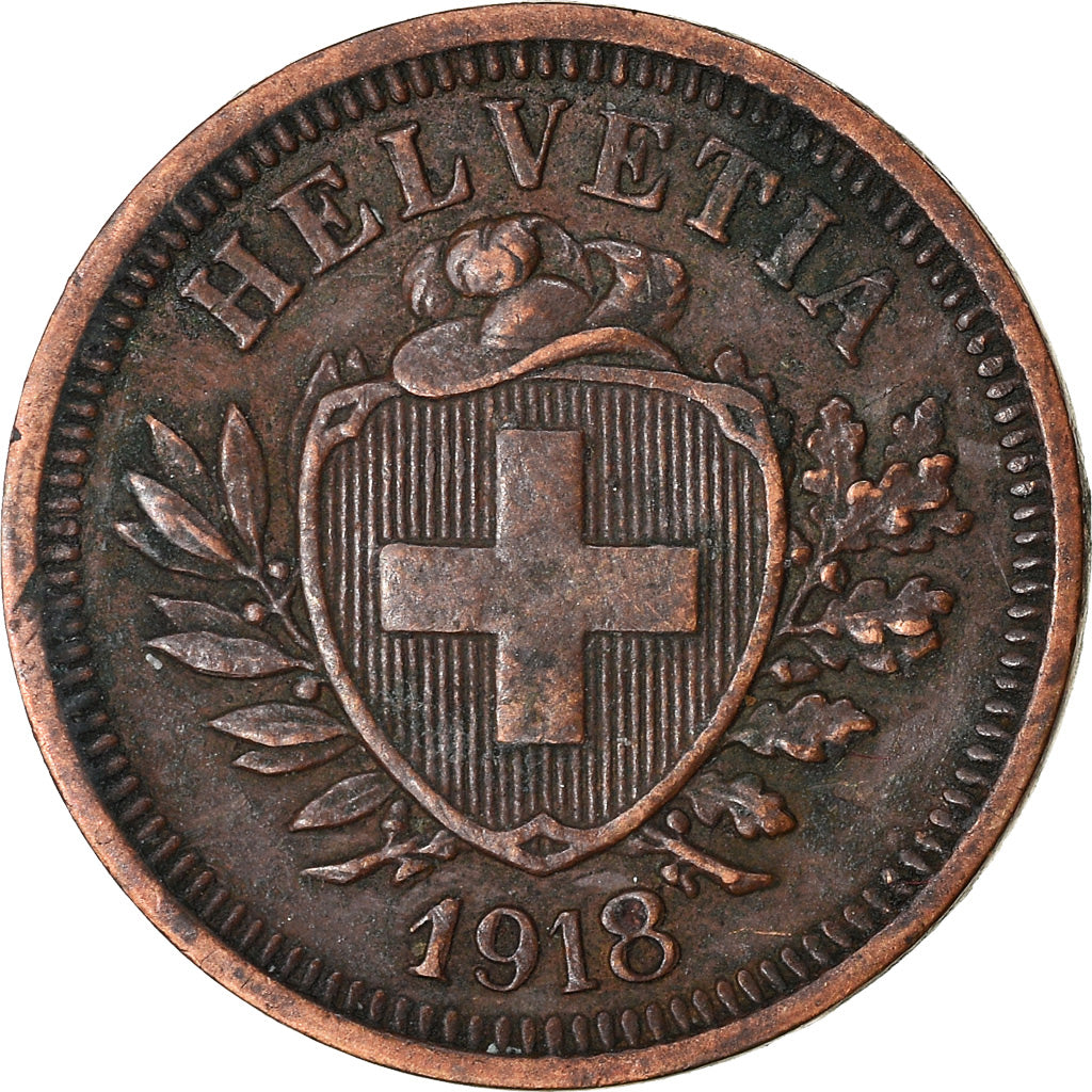Coin, Switzerland, Rappen, 1918, Bern, VF(30-35), Bronze, KM:3.2