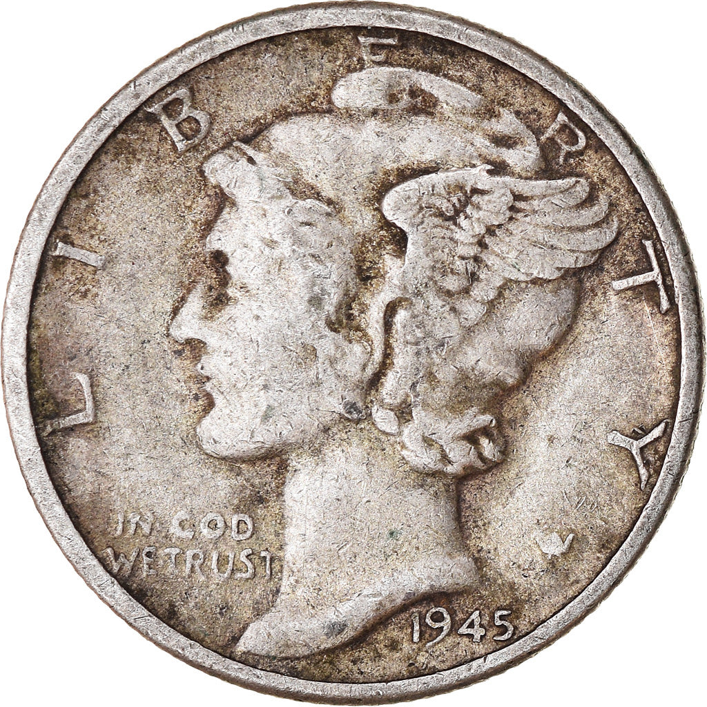Coin, United States, Mercury Dime, Dime, 1945, U.S. Mint, Denver, VF(30-35)