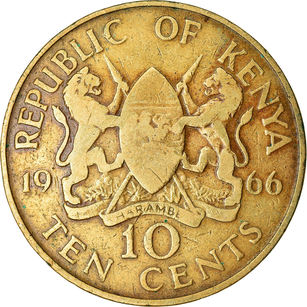 Moneta, Kenya, 10 Cents, 1966, BB, Nichel-ottone, KM:2
