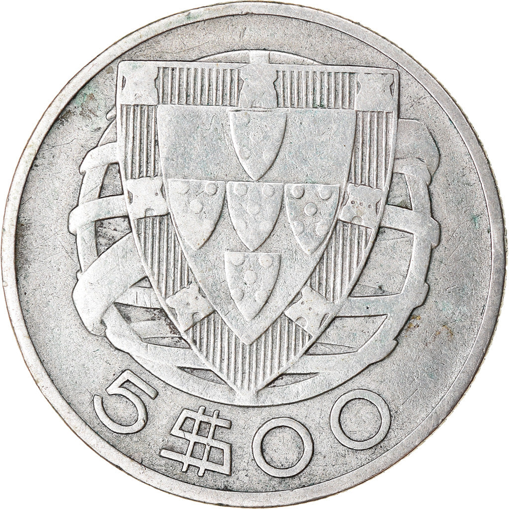 Coin, Portugal, 5 Escudos, 1933, EF(40-45), Silver, KM:581