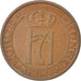 NORWAY, 2 Ore, 1940, KM #371, EF(40-45), Bronze, 21, 4.01