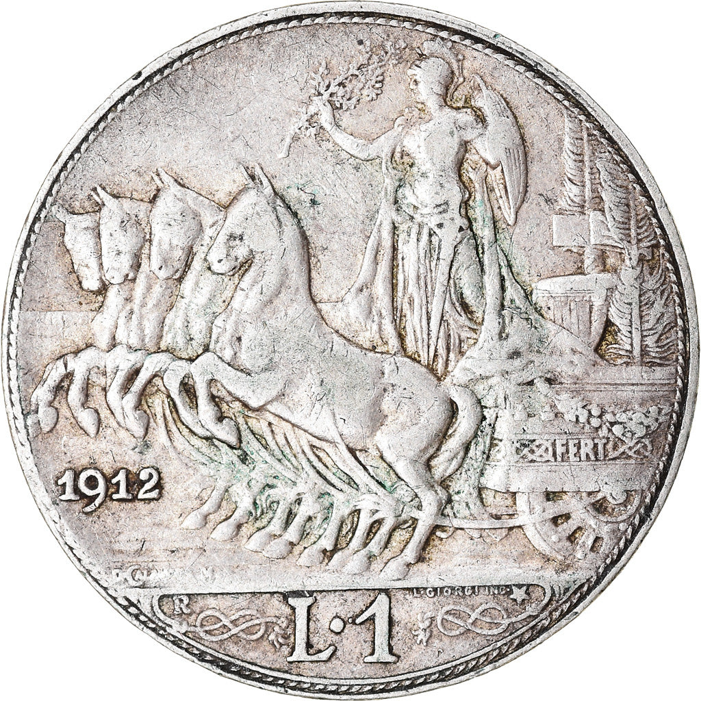Coin, Italy, Vittorio Emanuele III, Lira, 1912, Rome, EF(40-45), Silver, KM:45