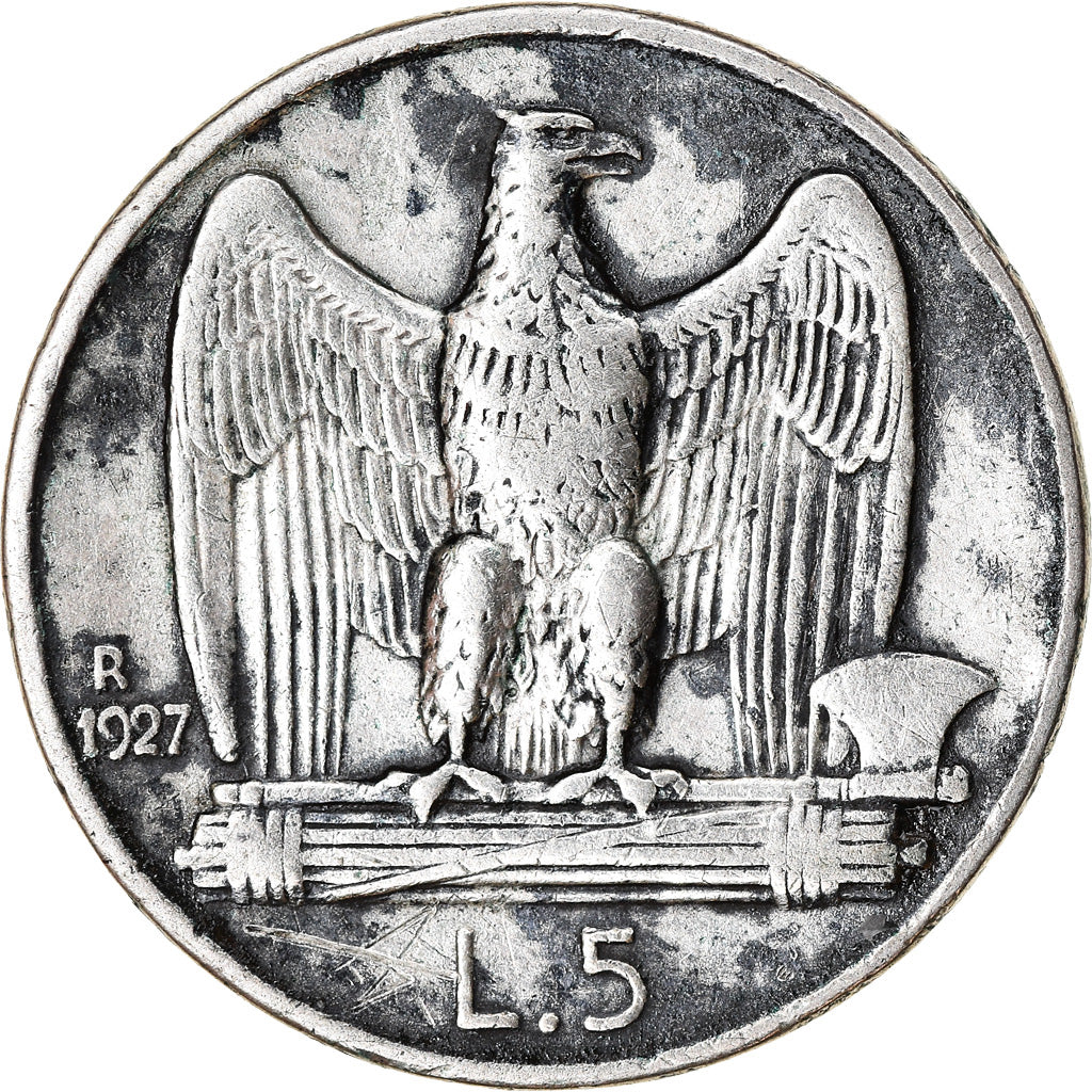 Munten, Italië, Vittorio Emanuele III, 5 Lire, 1927, Rome, FR+, Zilver, KM:67.1