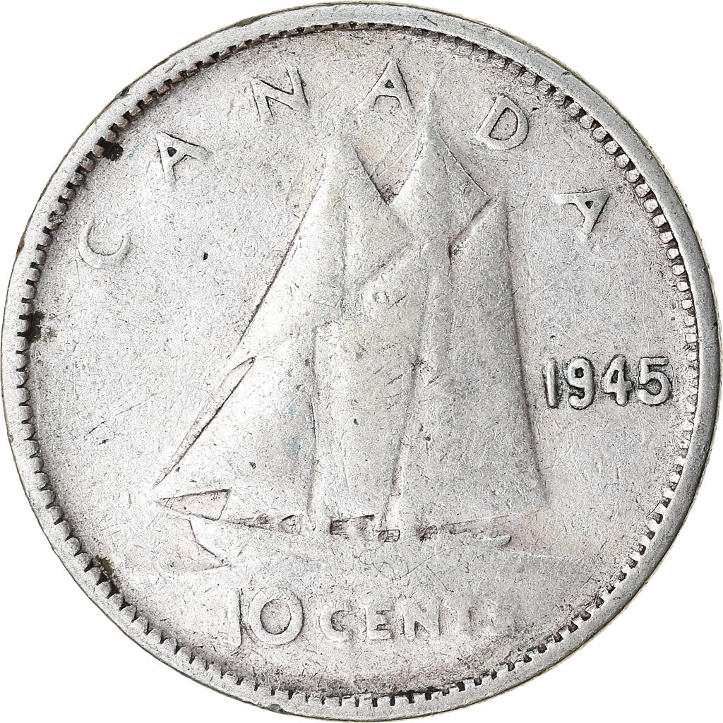 Coin, Canada, George VI, 10 Cents, 1945, Royal Canadian Mint, Ottawa, EF(40-45)