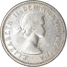Moneda, Canadá, Elizabeth II, 10 Cents, 1957, Royal Canadian Mint, Ottawa, MBC