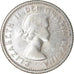 Moneda, Canadá, Elizabeth II, 10 Cents, 1957, Royal Canadian Mint, Ottawa, MBC