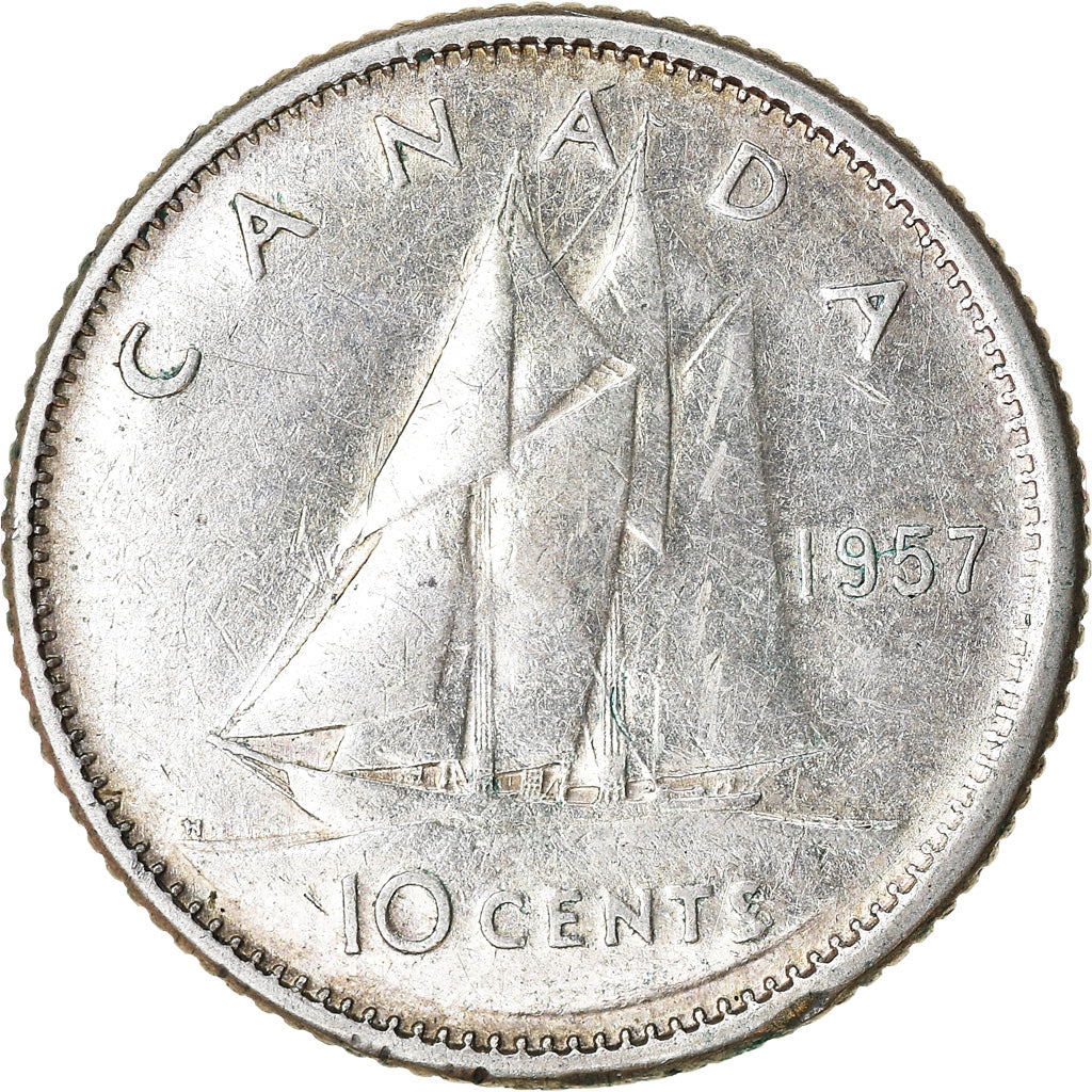 Coin, Canada, Elizabeth II, 10 Cents, 1957, Royal Canadian Mint, Ottawa