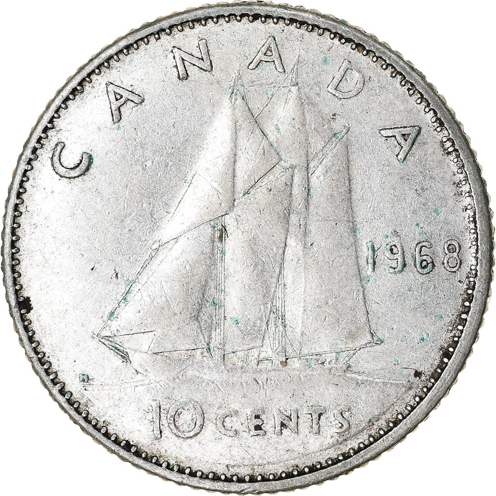 Moneta, Canada, Elizabeth II, 10 Cents, 1968, Royal Canadian Mint, Ottawa