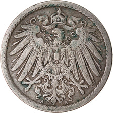 Moneda, ALEMANIA - IMPERIO, Wilhelm II, 5 Pfennig, 1905, Berlin, BC+, Cobre -