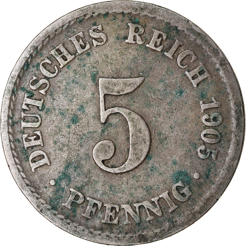 Coin, GERMANY - EMPIRE, Wilhelm II, 5 Pfennig, 1905, Berlin, VF(30-35)