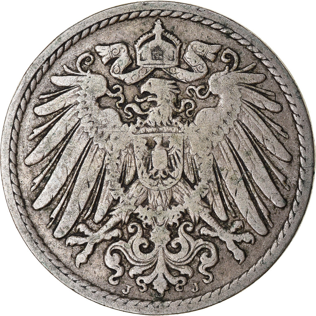 Coin, GERMANY - EMPIRE, Wilhelm II, 5 Pfennig, 1906, Hambourg, VF(30-35)