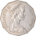 Moneda, Fiji, Elizabeth II, 50 Cents, 1975, MBC, Cobre - níquel, KM:36