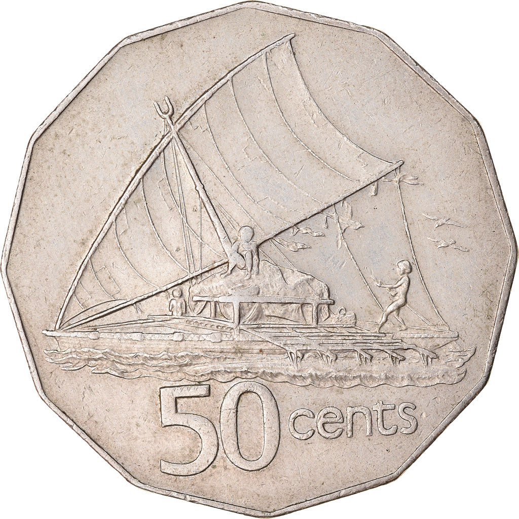 Moneda, Fiji, Elizabeth II, 50 Cents, 1975, MBC, Cobre - níquel, KM:36