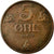 Moneda, Noruega, Haakon VII, 5 Öre, 1932, MBC, Bronce, KM:368