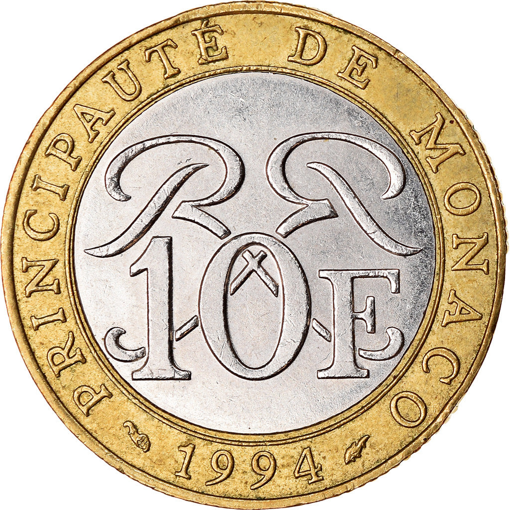 Monnaie, Monaco, Rainier III, 10 Francs, 1994, TTB, Bi-Metallic, Gadoury:160