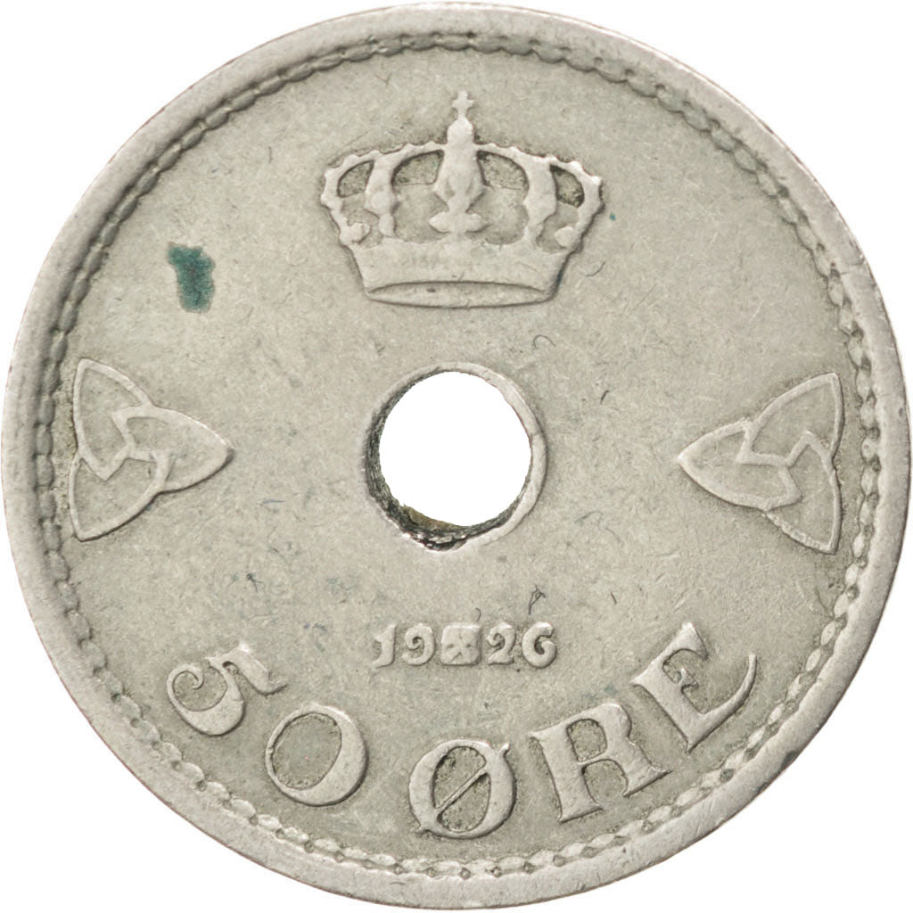 Norway, 50 Öre, 1926, KM #386, EF(40-45), Nickel-Bronze, 22, 4.75