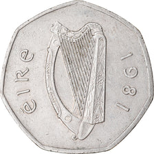 Moneta, REPUBBLICA D’IRLANDA, 50 Pence, 1981, BB, Rame-nichel, KM:24