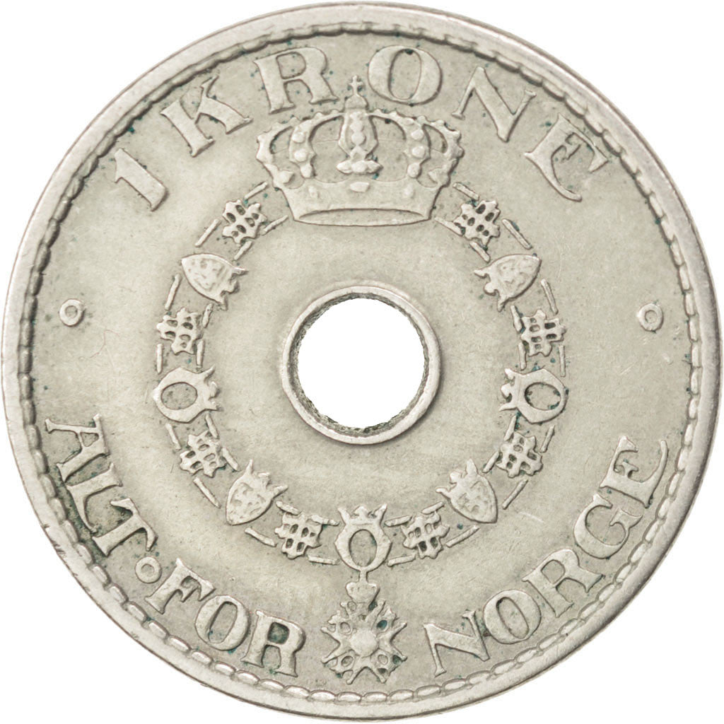 NORWAY, Krone, 1938, KM #385, EF(40-45), Copper-Nickel, 25, 6.98