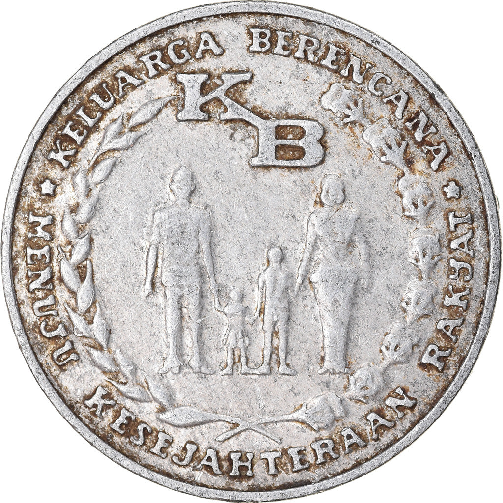 Moneda, Indonesia, 5 Rupiah, 1974, BC+, Aluminio, KM:37