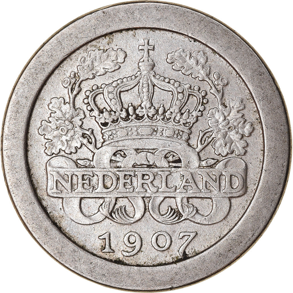 Coin, Netherlands, Wilhelmina I, 5 Cents, 1907, EF(40-45), Copper-nickel, KM:137