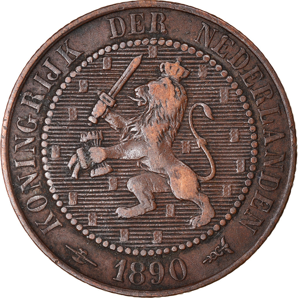 Coin, Netherlands, Wilhelmina I, 2-1/2 Cent, 1890, VF(30-35), Bronze, KM:108.2