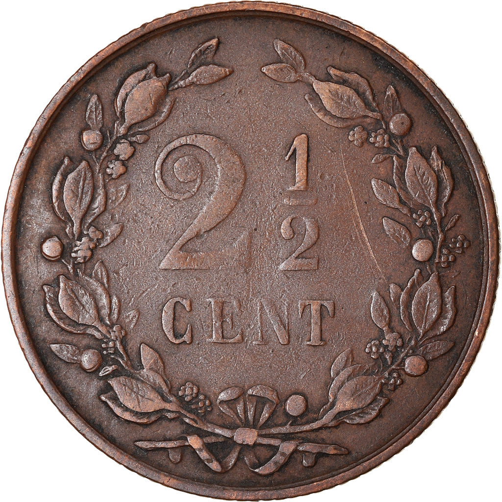 Coin, Netherlands, Wilhelmina I, 2-1/2 Cent, 1890, VF(30-35), Bronze, KM:108.2