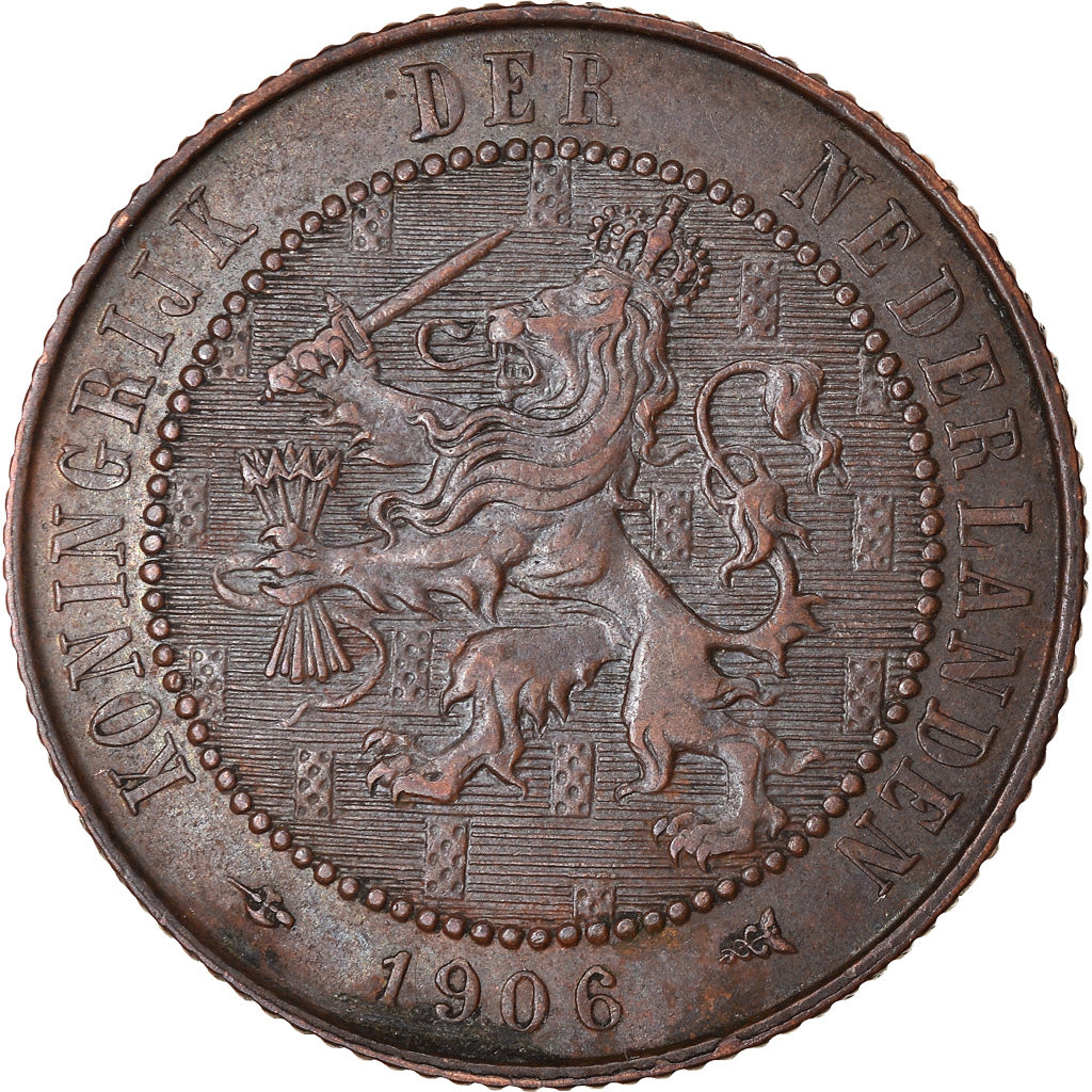 Coin, Netherlands, Wilhelmina I, 2-1/2 Cent, 1906, VF(30-35), Bronze, KM:134