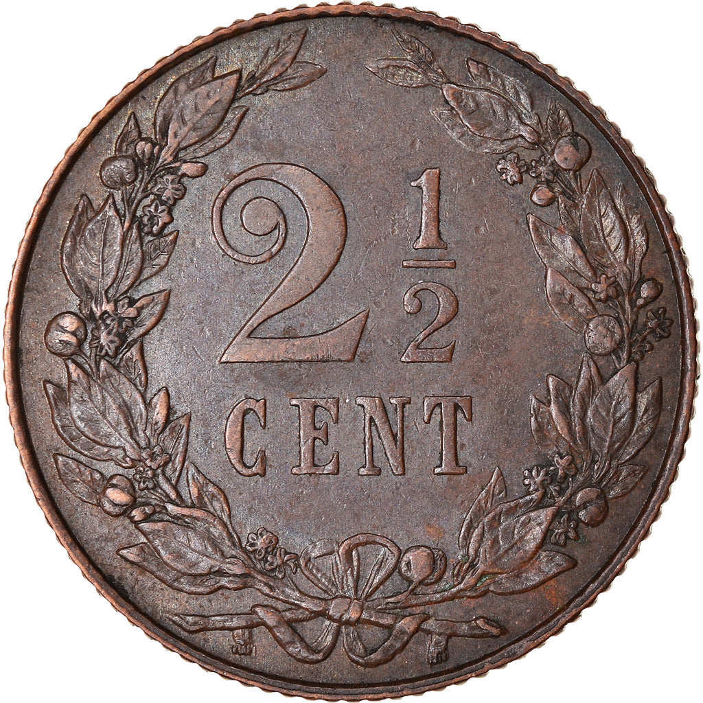 Coin, Netherlands, Wilhelmina I, 2-1/2 Cent, 1906, VF(30-35), Bronze, KM:134