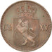 NORWAY, 1/2 Skilling, 1867, KM #329, AU(50-53), Copper, 2.91