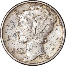 Moneda, Estados Unidos, Mercury Dime, Dime, 1943, U.S. Mint, Philadelphia, BC+