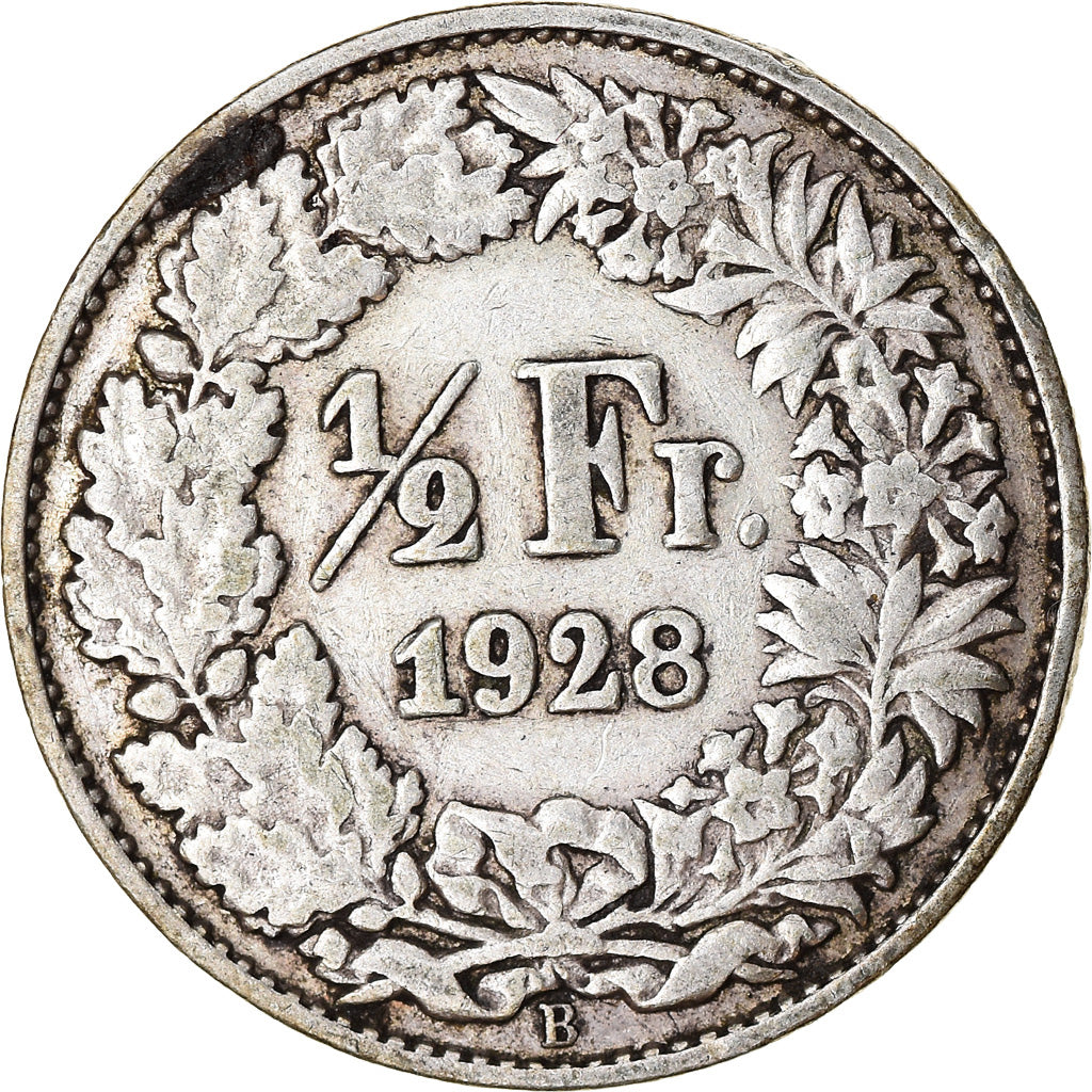 Coin, Switzerland, 1/2 Franc, 1928, Bern, VF(30-35), Silver, KM:23
