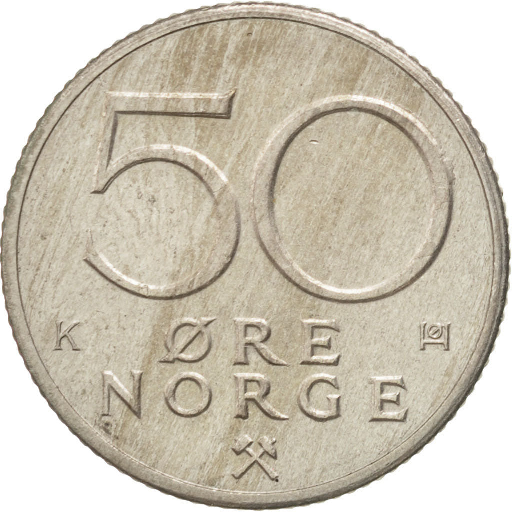 Coin, Norway, Olav V, 50 Öre, 1981, EF(40-45), Copper-nickel, KM:418