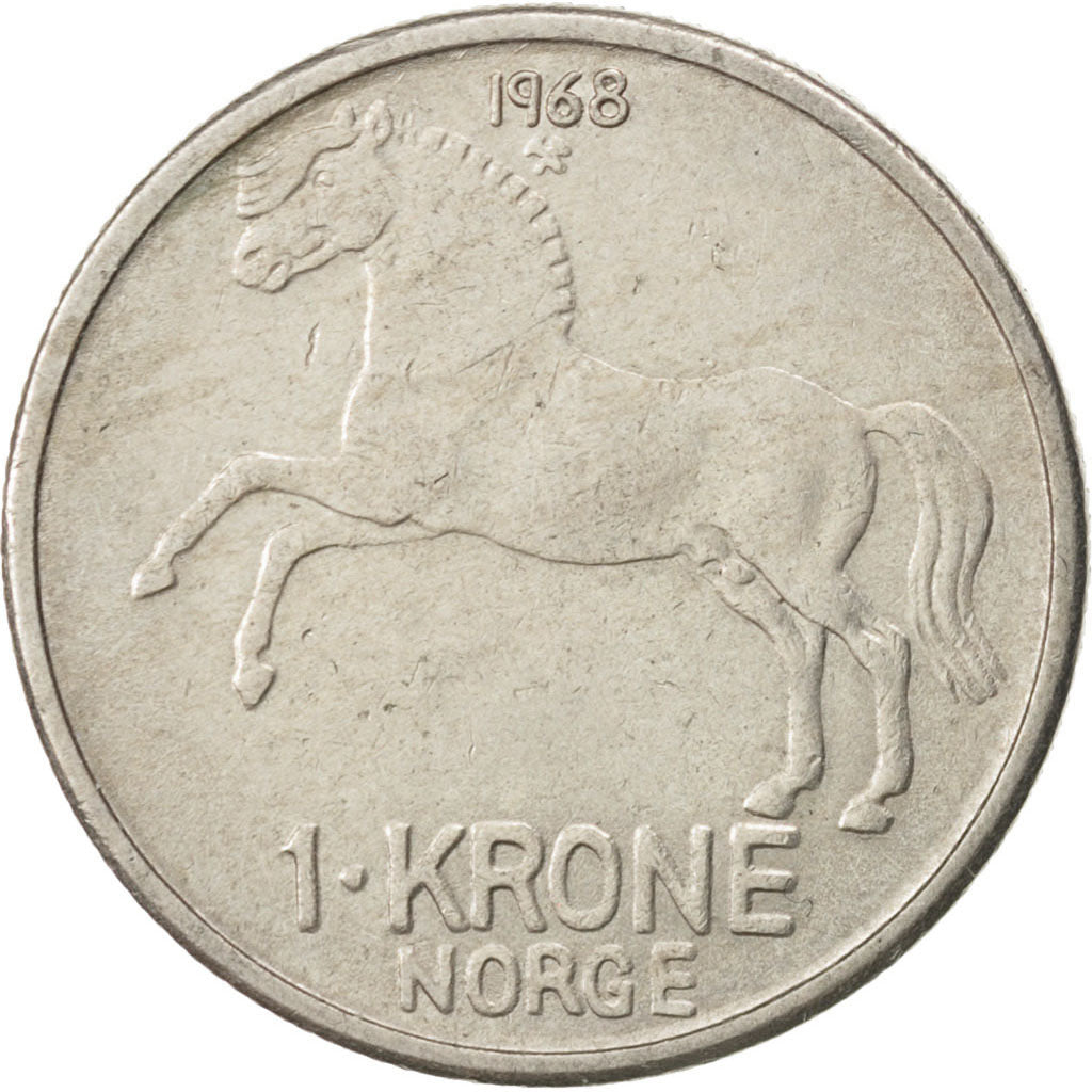 NORWAY, Krone, 1968, KM #409, EF(40-45), Copper-Nickel, 25, 6.95