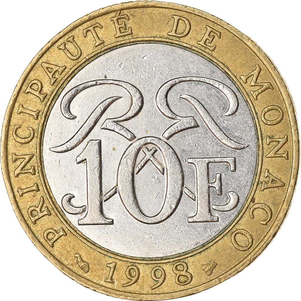 Moneta, Monaco, Rainier III, 10 Francs, 1998, BB, Bi-metallico, KM:163