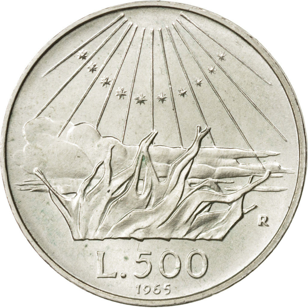 Coin, Italy, 500 Lire, 1965, Rome, MS(63), Silver, KM:100