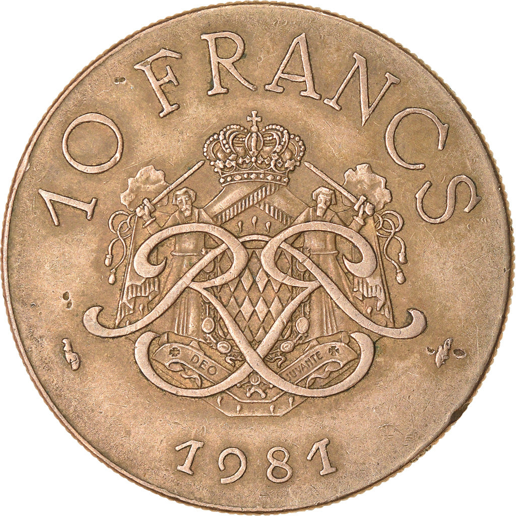 Coin, Monaco, Rainier III, 10 Francs, 1981, EF(40-45), Copper-Nickel-Aluminum