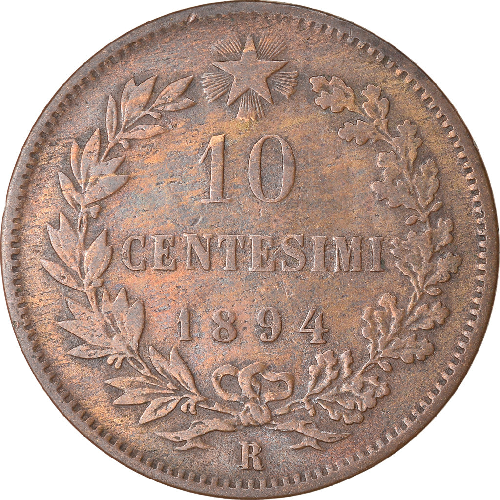 Moneda, Italia, Umberto I, 10 Centesimi, 1894, Rome, MBC, Cobre, KM:27.2