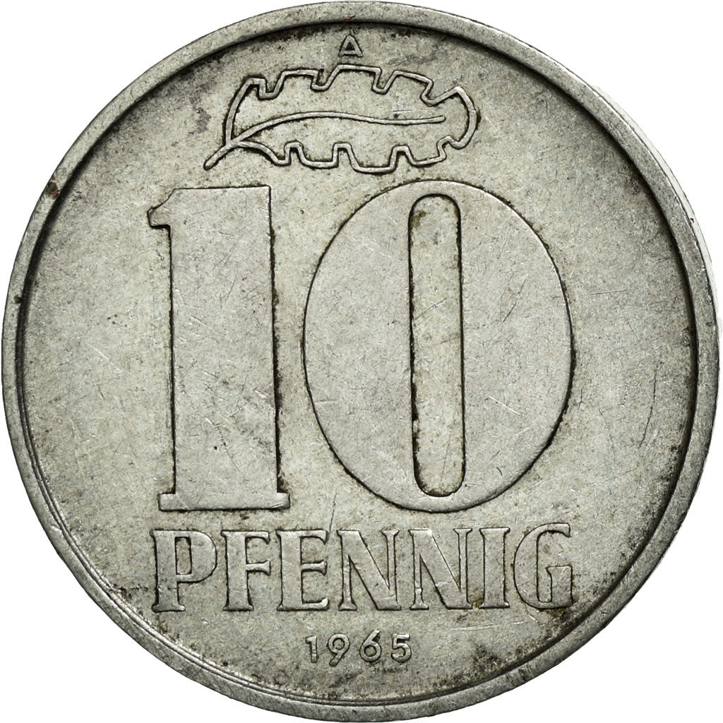 Coin, GERMAN-DEMOCRATIC REPUBLIC, 10 Pfennig, 1965, Berlin, EF(40-45), Aluminum