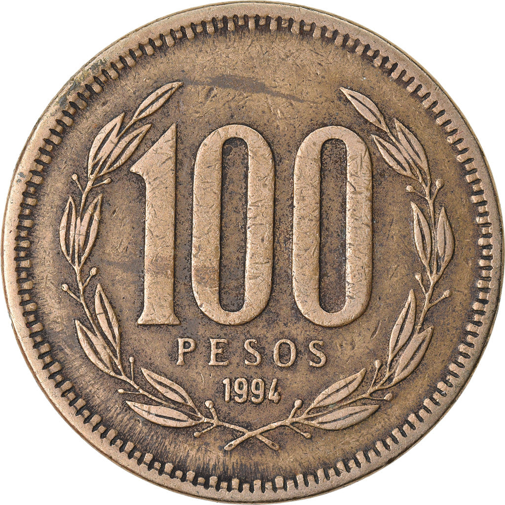 Moneta, Chile, 100 Pesos, 1994, Santiago, VF(30-35), Aluminium-Brąz, KM:226.2