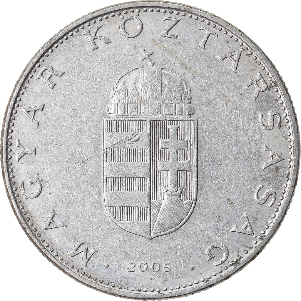 Munten, Hongarije, 10 Forint, 2005, Budapest, FR+, Copper-nickel, KM:695