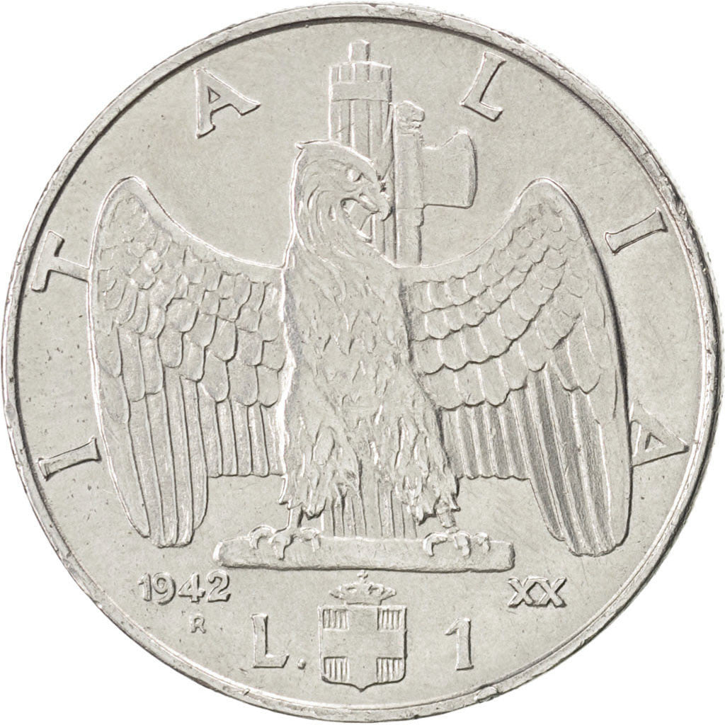 Italie, Vittorio Emmanuel III, 1 lira 1942 R, KM 77b