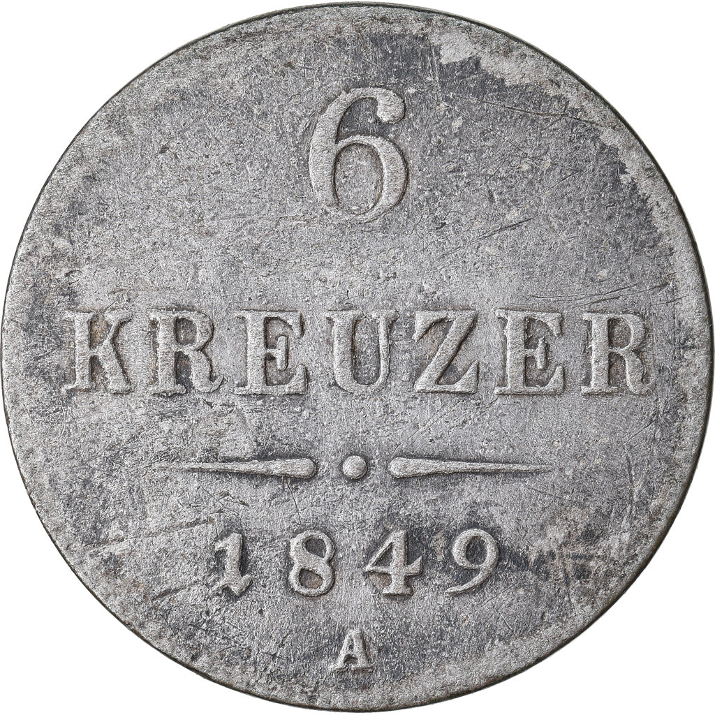Coin, Austria, Franz Joseph I, 6 Kreuzer, 1849, VF(30-35), Silver, KM:2200