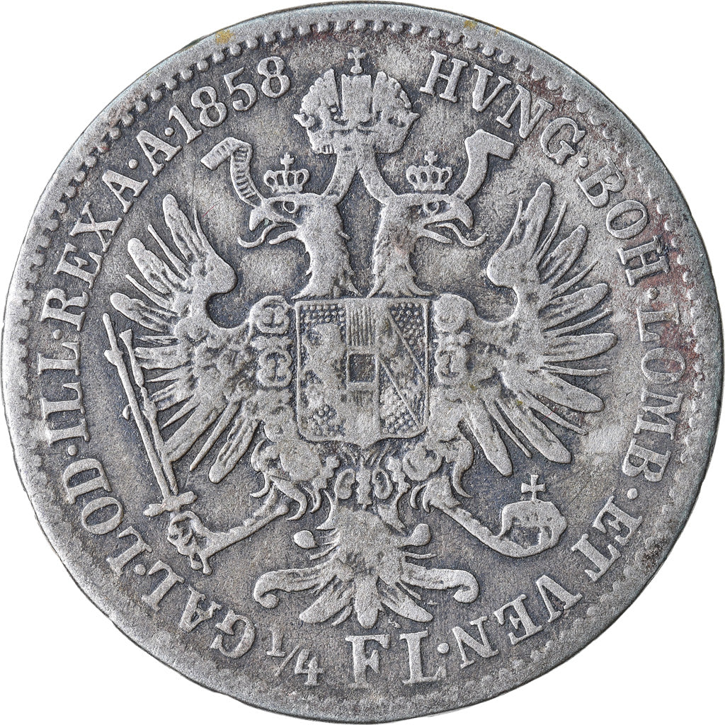 Coin, Austria, Franz Joseph I, 1/4 Florin, 1858, EF(40-45), Silver, KM:2213